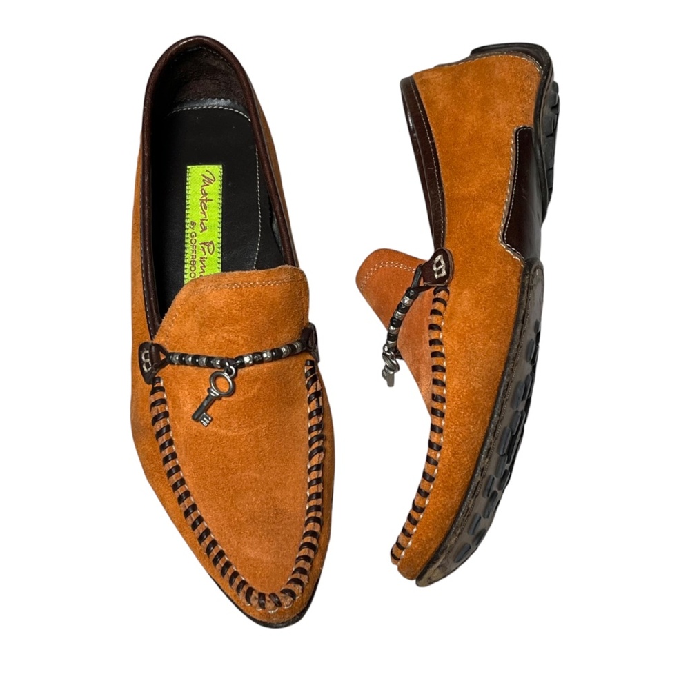 Materia Prima Goffredo Fantini Whip Stitched Key Driving Loafers Size 37.5 7.5